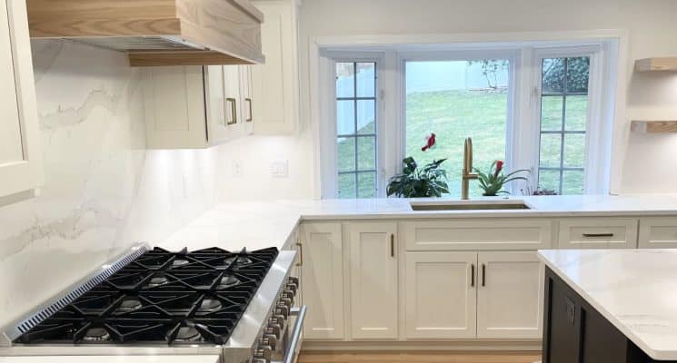 White, Black & Natural Oak Kitchen - Allison Park, PA