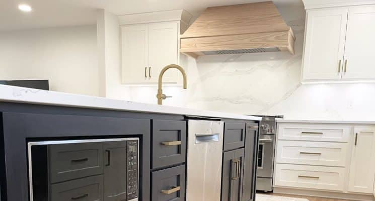 White, Black & Natural Oak Kitchen - Allison Park, PA