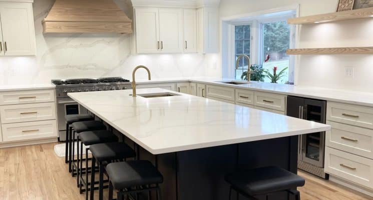 White, Black & Natural Oak Kitchen - Allison Park, PA